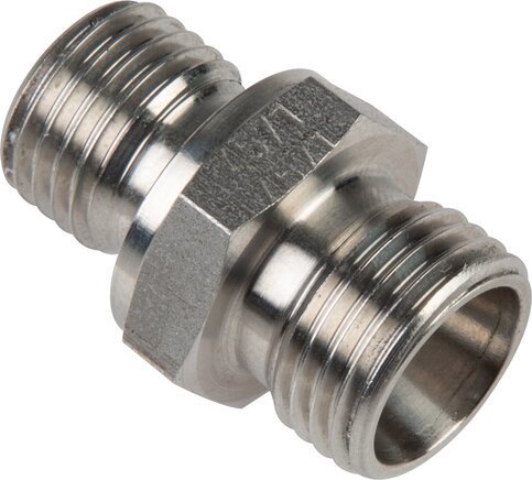 Exemplary representation: Straight screw-in fitting with elastomer seal, metric, without nut & cutting ring, 1.4571